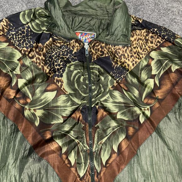 VTG 80’s 90’s Argee Sports Leopard Print Rose Green Windbreaker Bomber Jacket - Picture 2 of 6